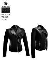 Куртки кожзам женские AOLONG (черный) оптом 63957102 W8850-1