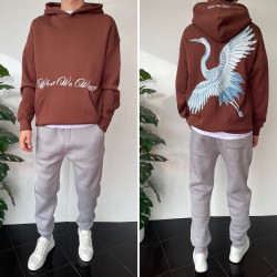 Худі чоловічі на флісі оптом THREE BLACK 