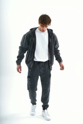 Куртки джинсовые мужские (серый) оптом THREE BLACK Турция 10684795 03-9
