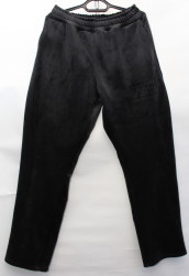 Спортивные штаны женские БАТАЛ на флисе (черный) оптом 70398614 03-7