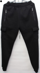 Спортивные штаны мужские на флисе (dark blue) оптом 82359047 06-23