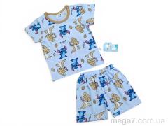 Костюм, Kids-modnik оптом 2619 комплект футболка-шорти динозавр блакитний