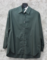 Рубашки женские BASE БАТАЛ (темно-зеленый) оптом 58279430 C6037-23
