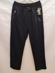 Спортивные штаны мужские БАТАЛ на флисе (black) оптом 81203954 2073-53