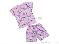 Костюм, Kids-modnik оптом 261920 комплект футболка-шорти т.рожевий