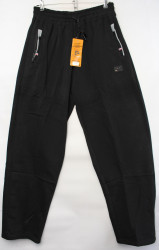 Спортивные штаны мужские БАТАЛ на флисе (black) оптом 40938256 A116B-2