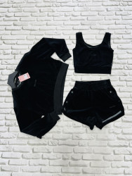 Спортивные костюмы женские (3-ка) (черный) оптом 92810674 F25-117-10