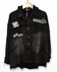 Куртки джинсовые женские ANGORA БАТАЛ (черный) оптом 06948327 S8103-11