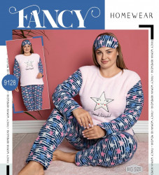Ночные пижами женские на флисе FANCY HOMEWEAR БАТАЛ оптом 78453096 9128-19