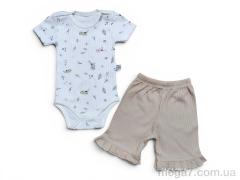 Костюм, Kids-modnik оптом 41003 комплект для малюків боді-шорти капучіно