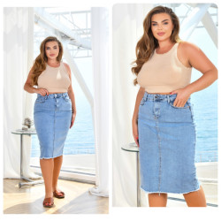 Спідниці джинсові жіночі БАТАЛ оптом LADY JEANS 