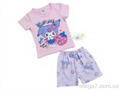 Костюм, Kids-modnik оптом 2619 комплект футболка-шорти пудровий
