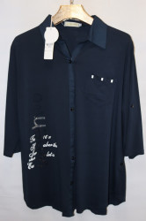Рубашки женские БАТАЛ (dark blue) оптом 68419270 685-3