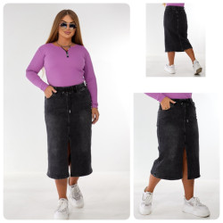 Cпідниці джинсові НАПІВБАТАЛ жіночі оптом LADY JEANS