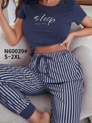 Ночные пижамы женские (темно-синий) оптом 81964503 N60039-15