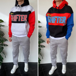 Худі чоловічі на флісі (чорний) оптом THREE BLACK