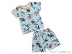 Костюм, Kids-modnik оптом 2619 комплект футболка-шорти динозавр св.сірий