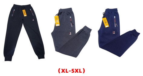 Спортивные штаны мужские на байке (синий) оптом 28935716 01-3