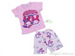 Костюм, Kids-modnik оптом 2619-1 комплект футболка-шорти рожевий