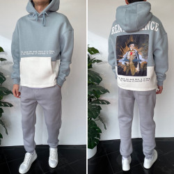 Худі чоловічі на флісі оптом THREE BLACK