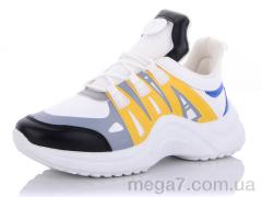 Кроссовки, DeMur оптом F03 white-yellow