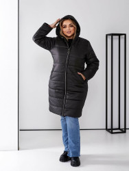 Куртки зимние женские БАТАЛ (черный) оптом 38061457 17164-1