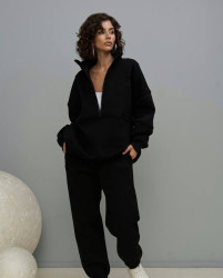 Спортивные костюмы женские на флисе (черный) оптом SAFINA, Osta Brend 84596023 667-5