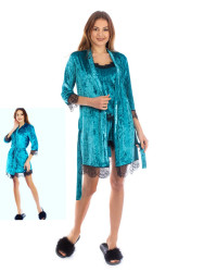 Ночные пижамы женские (3-ка) оптом 53018427 18-4