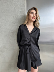Ночные пижамы женские (черный) оптом 17093654 9021-7