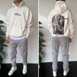 Худі чоловічі на флісі оптом THREE BLACK 