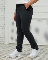 Спортивные штаны женские БАТАЛ на флисе (graphite) оптом 01983527 БЗ-07-14