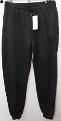 Спортивные штаны мужские БАТАЛ на флисе (black) оптом 04653927 K2205-20