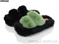 Тапки, Super Gear оптом 323-18 black-green mix