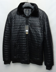 Куртки зимние кожзам мужские FUDIAO БАТАЛ на меху (black) оптом 01943258 860-56