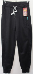 Спортивные штаны женские БАТАЛ на меху (black) оптом 42679058 SY005-32
