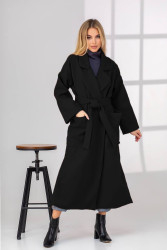 Пальто женские (черный) оптом 15097342 406-6