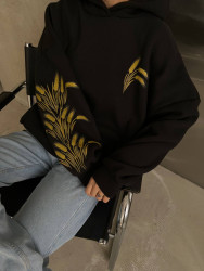 Худі жіночі на флісі (чорний) оптом