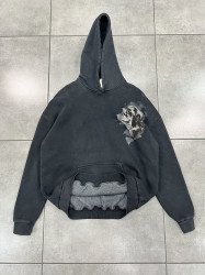 Худі чоловічі на флісі оптом THREE BLACK 