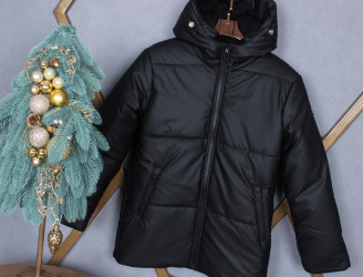 Куртки зимние подростковые на флисе (черный) оптом 14589203 45542-64