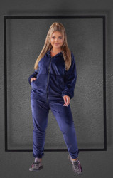 Спортивные костюмы женские БАТАЛ на байке (синий) оптом MELISSA  04621897 02-12
