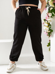 Спортивные штаны женские БАТАЛ (черный) оптом ELFBERG Турция 37840196 5328-7