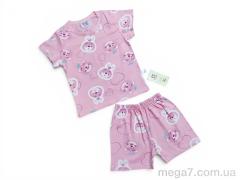 Костюм, Kids-modnik оптом 261920 комплект футболка-шорти рожево-білий