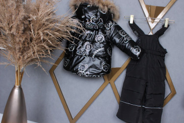 Комбинезоны зимние детские (2-ка) (black) оптом 28760493 45539-20