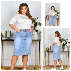 Спідниці джинсові жіночі БАТАЛ оптом LADY JEANS 
