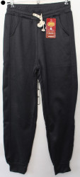 Спортивные штаны женские БАТАЛ на меху (black) оптом 03257416 SY008-40