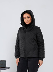 Куртки демисезонные женские БАТАЛ (черный) оптом 17384065 068-1