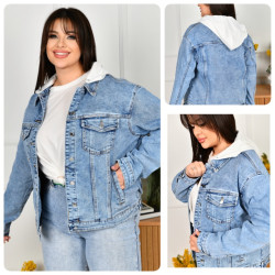Куртки джинсовые женские БАТАЛ оптом LADY JEANS 54907362 741-1