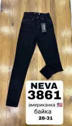 Джинсы женские NEVA на байке (черный) оптом 94561730 3861-3