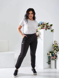Спортивные штаны женские БАТАЛ (черный) оптом Alena Golosnaya Турция 81542370 2301-2
