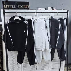 Спортивні костюми жіночі на флісі (чорний) оптом -- 